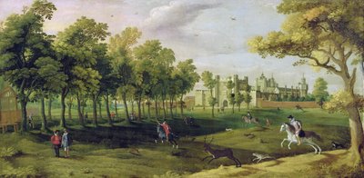 View of Nonsuch Palace in the time of King James I, early 17th century by Flemish School